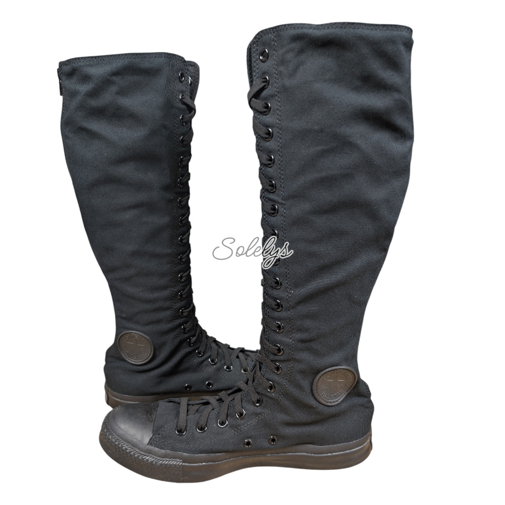 Converse 2009 XXHI Black Monochrome Custom Elastic Lace Knee High Sneaker M9 W11